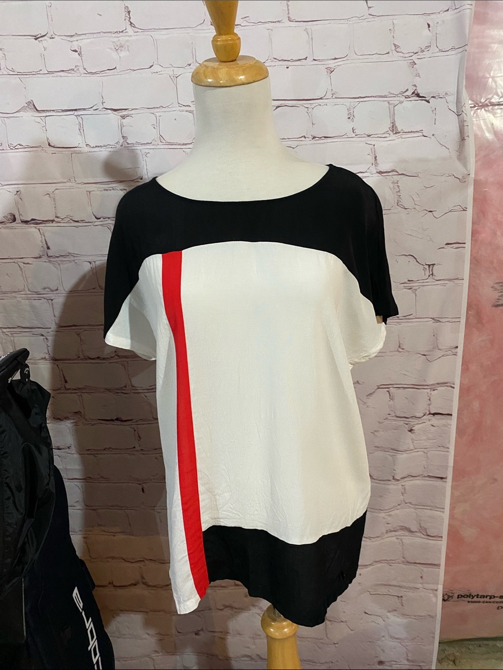 Armani Jeans Black, White & Red Colorblock Short Sleeve Tee